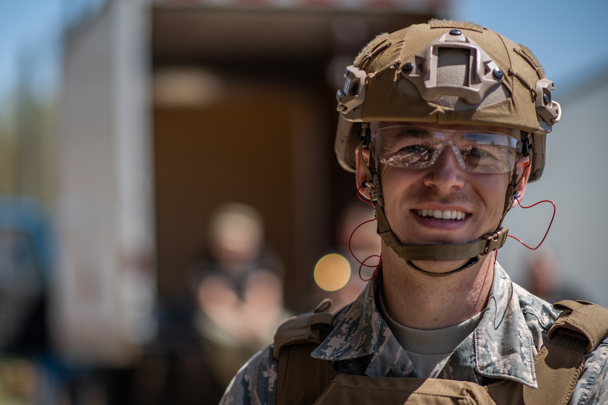 Staff Sgt. Corban Lundborg, assigned to 4th Combat Camera Squadron, waits for his turn to fire during the stress shoot part of the 2018 SPC Hilda I. Clayton Best Combat Camera Competition at Marine Corps Base Quantico, Va., May 1, 2018. The competition is an annual event open to all branches of the military, it’s hosted by the 55th Signal Company (Combat Camera) in order to test the technical and tactical proficiencies of Defense Department combat photographers. (U.S. Army photo by Staff Sgt. Pablo N. Piedra)