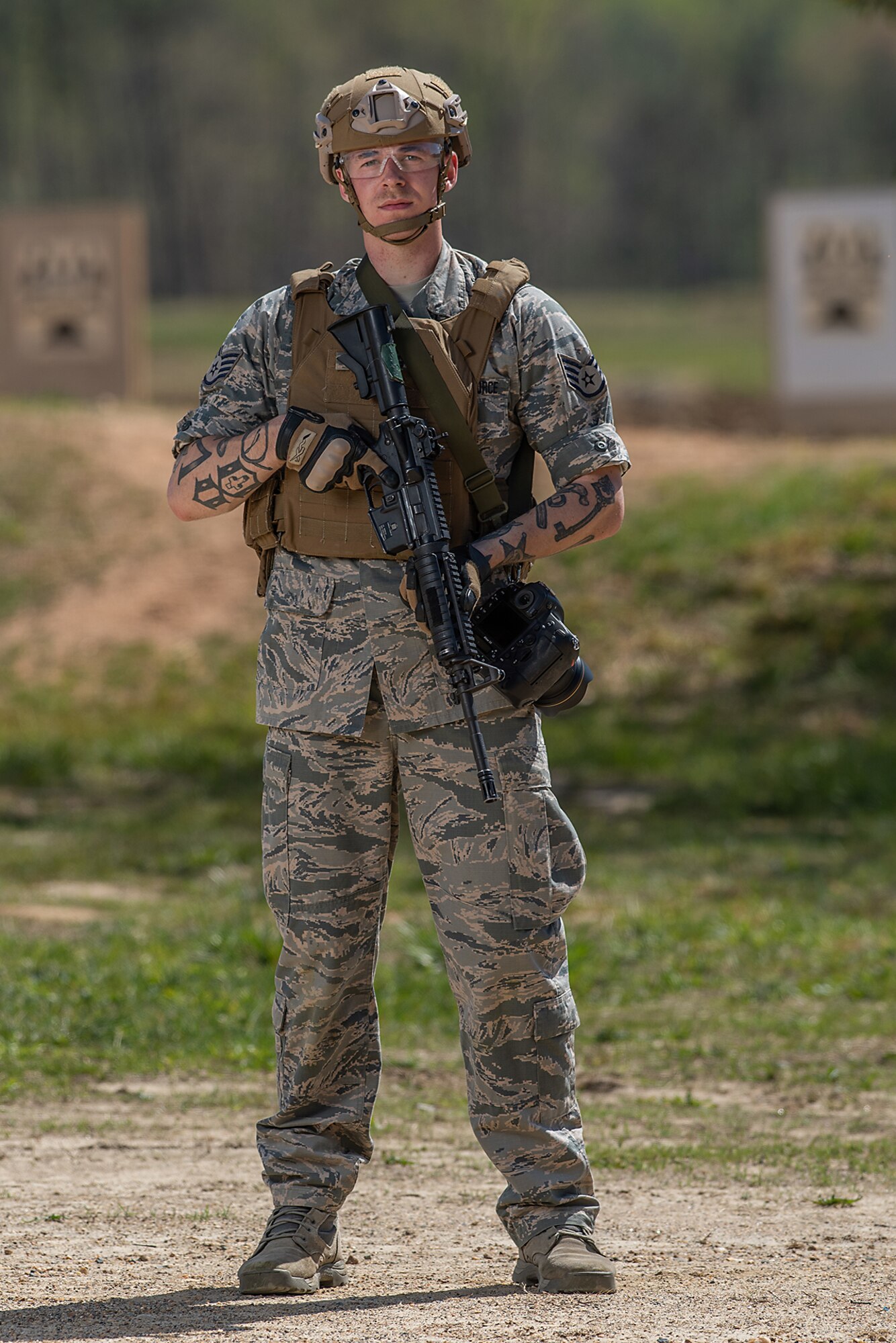 Staff Sgt. Corban Lundborg, assigned to 4th Combat Camera Squadron, one of the competitors of the 2018 SPC Hilda I. Clayton Best Combat Camera Competition at Marine Corps Base Quantico, Va., May 1, 2018. The competition is an annual event open to all branches of the military, it’s hosted by the 55th Signal Company (Combat Camera) in order to test the technical and tactical proficiencies of Defense Department combat photographers. (U.S. Army photo by Staff Sgt. Pablo N. Piedra)