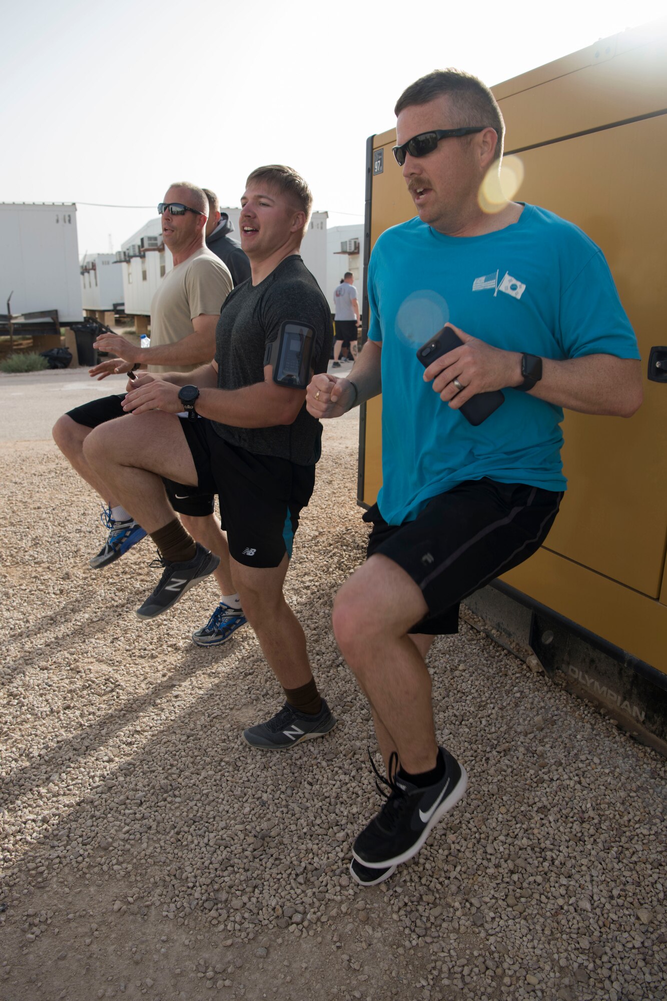 A team performs an exercise at one of the stations during the Commander’s Challenge at an undisclosed location in Southwest Asia May 4, 2018.