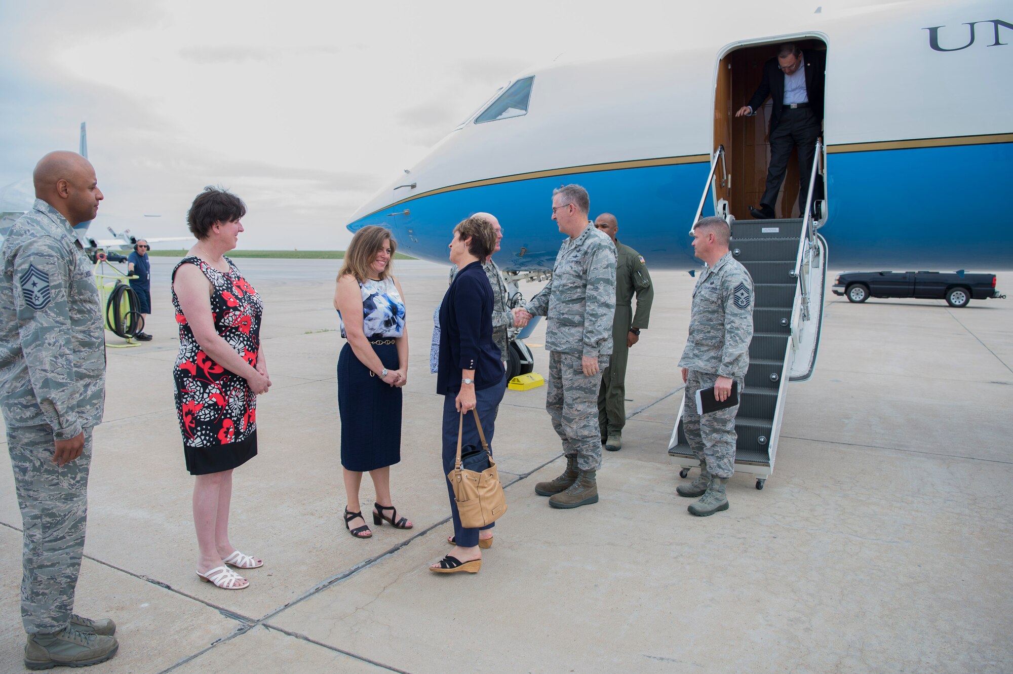 The USSTRATCOM team visited Buckley to recognize and interact with its members, who had an outstanding year of performance in 2017. (U.S. Air Force photo by Airman 1st Class Holden S. Faul)