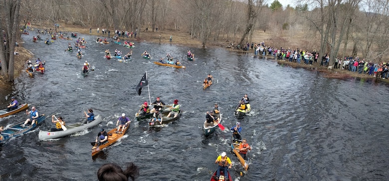 View of the Rat Race from the Bridge.  Tully Lake and Birch Hill Dam performed water releases for the popular local race.  200 paddlers participated and 500 spectators watched the event.
