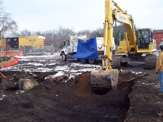 Clean up work at the Hatheway & Patterson Superfun site in Foxborough/Mansfield, Massachusetts, December 6, 2009.  The completed project was recently taken off the EPA's National Priorities List.