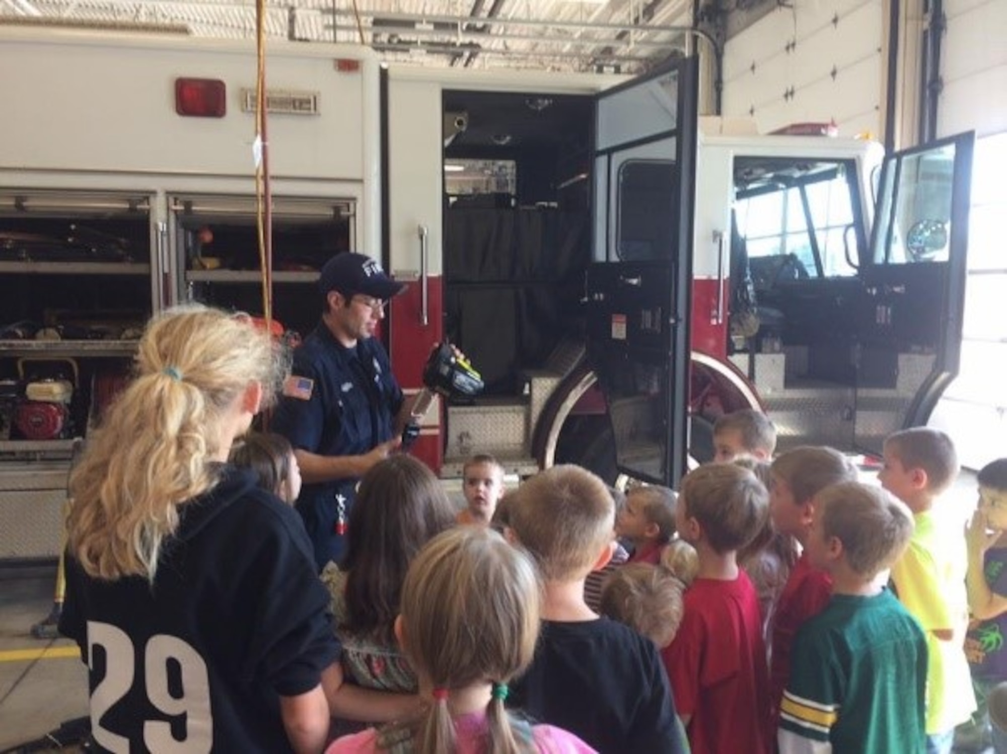 Homeschoolers visit base fire department.