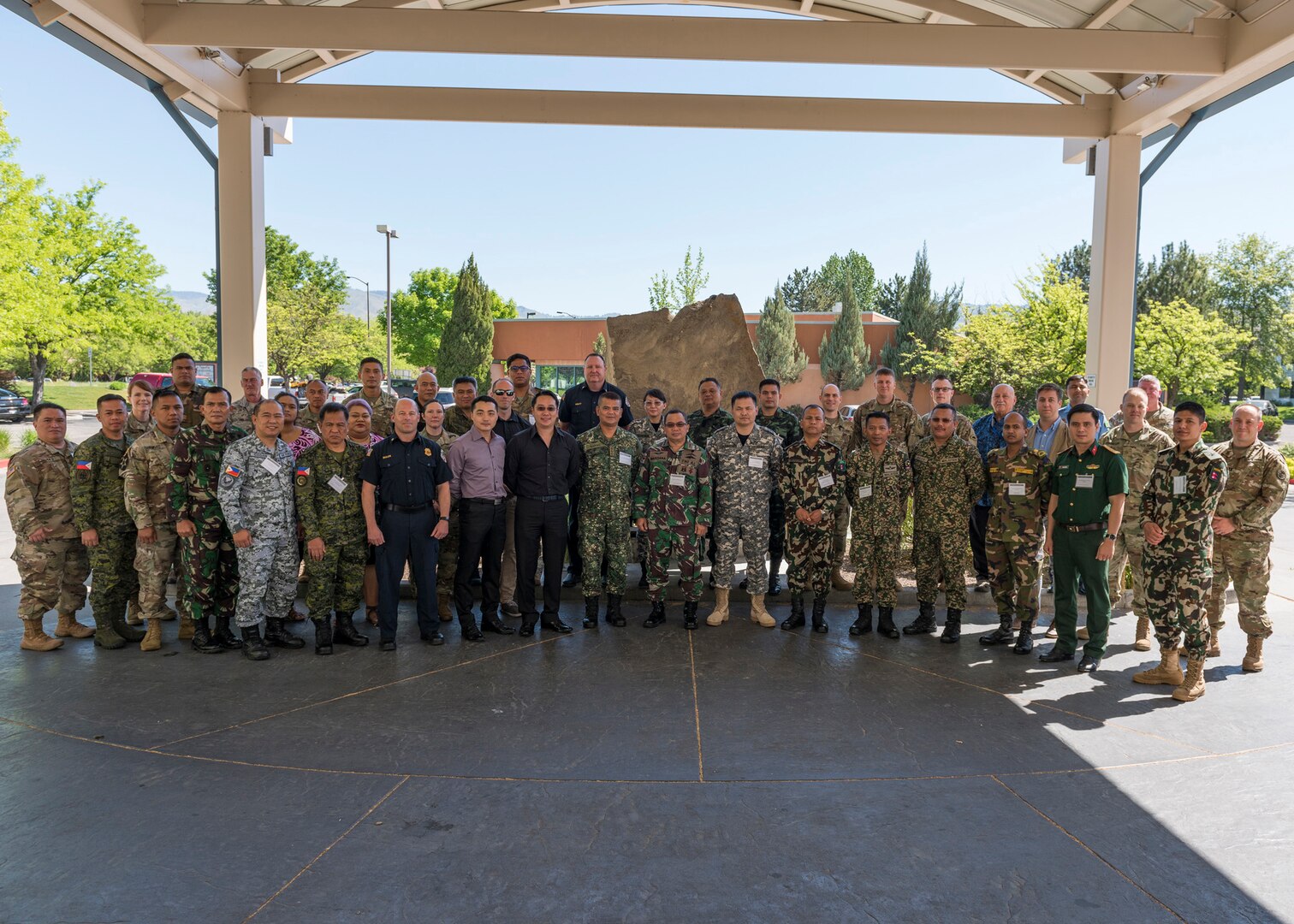 Attendees of the Humanitarian Assistance / Disaster Response seminar held in Boise, Idaho pose for a group photo May 8, 2018.