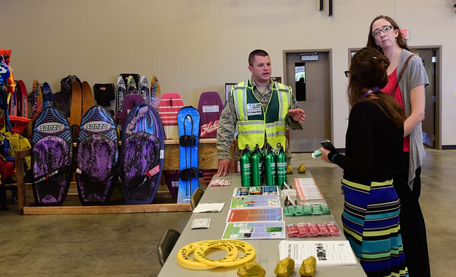 Outdoor Recreation held an open house May 9, 2018, at McConnell Air Force Base, Kansas. The open house included door prizes, inflatables, lunch, presentations, and information about Outdoor Rec’s classes, trips and rental equipment. (U.S. Air Force photo by Amn Michaela R. Slanchik)