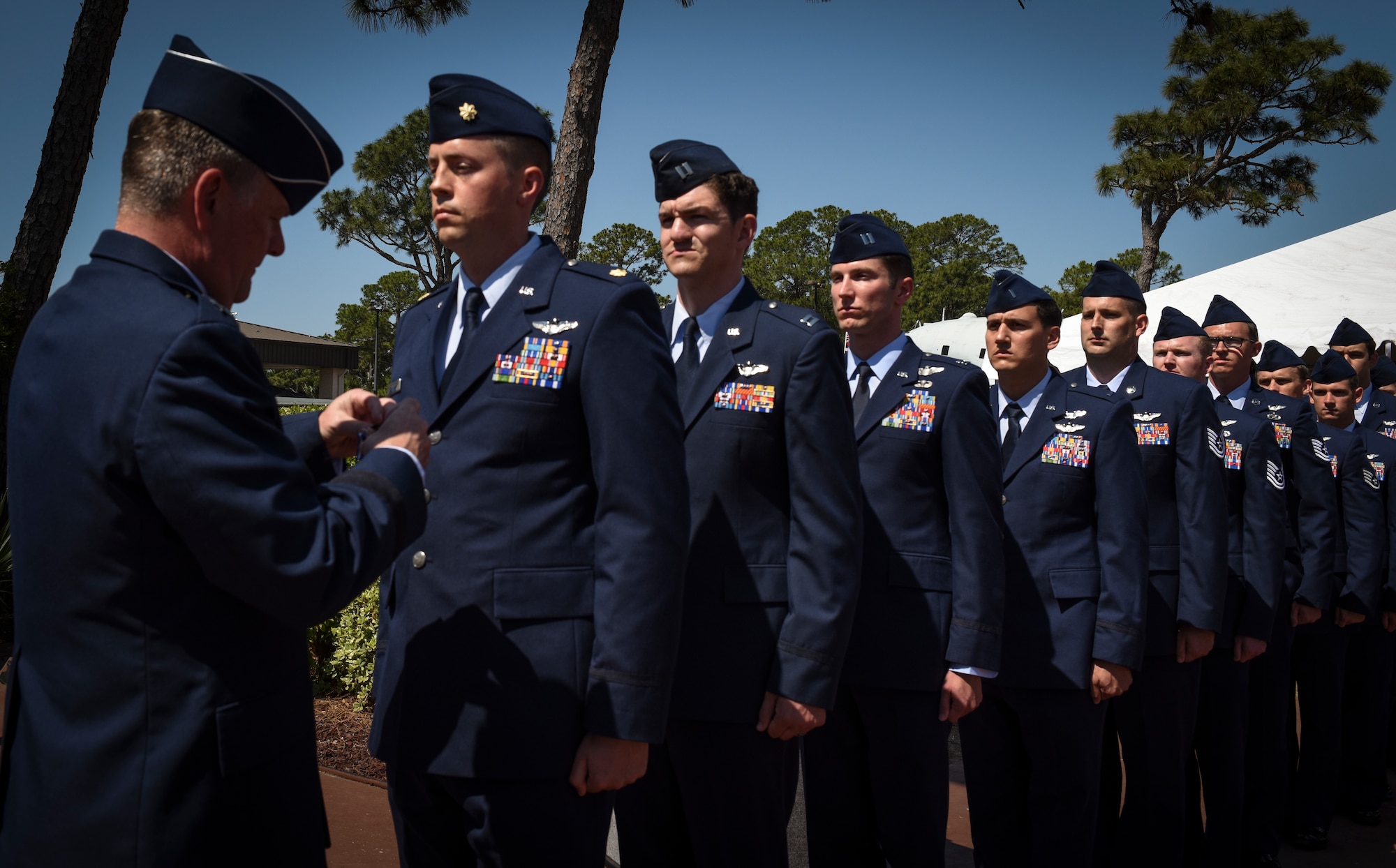 U.S. Air Force Lt. Gen. Brad Webb, commander of Air Force Special Operations Command, presented 21 DFCs to four Spooky gunship crews with the 4th SOS for their heroic actions in Afghanistan.