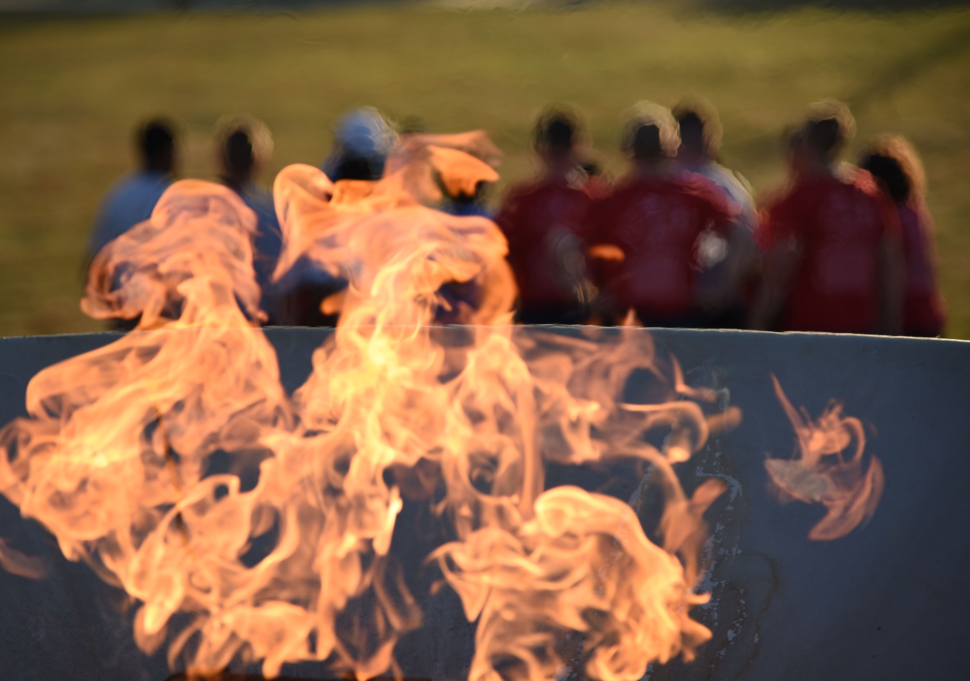 The torch flame burns during the Special Olympics Mississippi 2018 Summer Games opening ceremony at the Training Levitow Training Support Facility drill pad at Keesler Air Force Base, Mississippi, May 11, 2018. Founded in 1968, Special Olympics hosts sporting events around the world for people of all ages with special needs to include more than 700 athletes from Mississippi. (U.S. Air Force photo by Kemberly Groue)