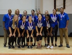 HURLBURT FIELD, Fla. –  2018 All-Air Force Women's Volleyball team wins gold.  Elite U.S. military volleyball players from around the world compete for dominance at Hurlburt Field’s Aderholt Fitness Center May 7-11, 2018 to determine the best of the best at the 2018 Armed Forces Volleyball Championship. Army, Navy (with Coast Guard) and Air Force teams squared off at the annual AFVC through three days of round-robin competition, to eventually crown the best men and women volleyball players in the military. U.S. Navy photo by Mass Communication Specialist 2nd Class John Benson (Released)