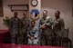 The five contestants of the ‘Chopped on the Rock’ cooking competition take a photo at an undisclosed location in Southwest Asia, May 9, 2018. Tech. Sgt. Stephanie Ott, 386th Expeditionary Force Support Squadron Desert Winds Dining Facility day shift lead, won the competition with a stuffed yellow pepper. (U.S. Air Force photo by Staff Sgt. Joshua King)