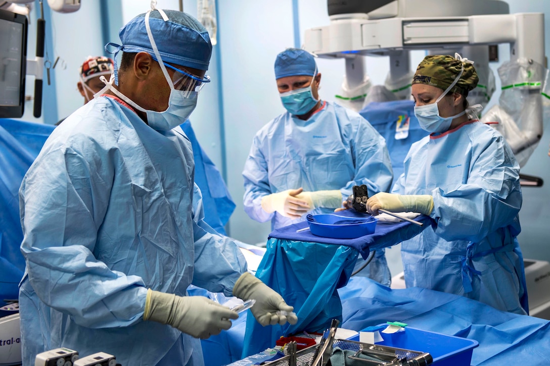 U.S. and Sri Lankan surgical teams prepare to perform surgery aboard USNS Mercy.