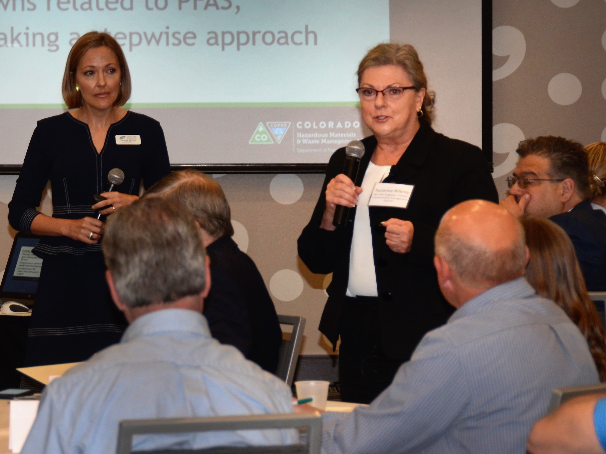 Suzanne Bilbrey addresses the Air Force Central Regional Environmental Restoration Summit May 9 in Denver.