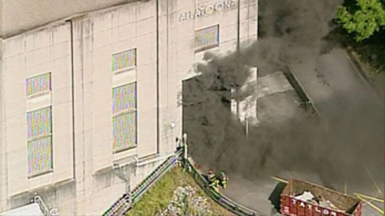 Lake Allatoona Powerhouse after it was damaged by a fire