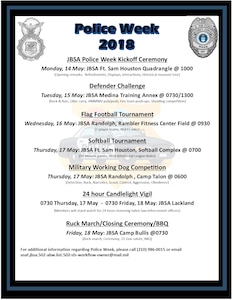 Events planned for the Joint Base San Antonio National Police Week.