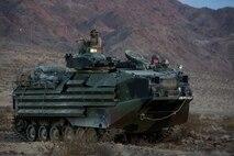 U.S. Marines with 3rd Battalion, 7th Marine Regiment, 1st Marine Division, utilize amphibious assault vehicles during a Marine Corps Combat Readiness Evaluation (MCCRE) at Marine Corps Air Ground Combat Center, Twentynine Palms, Calif., Nov. 29, 2017.