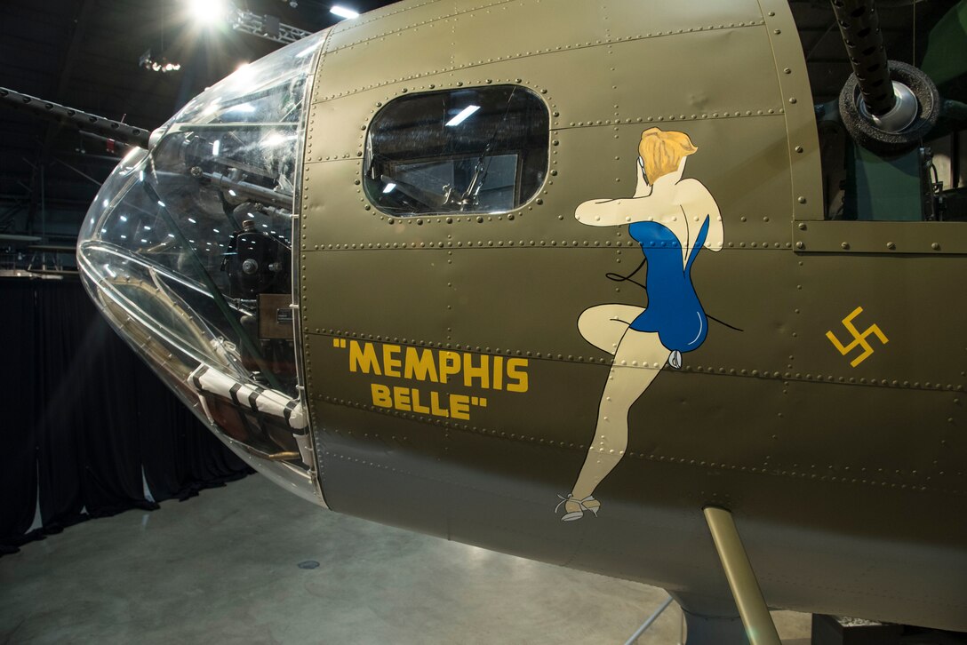 Boeing B-17F Memphis Belle on display in the WWII Gallery at the National Museum of the United States Air Force. B-17's  flew in every combat zone during World War II, but its most significant service was over Europe. Along with the B-24 Liberator, the B-17 formed the backbone of the USAAF strategic bombing force, and it helped win the war by crippling Germany’s war industry.  (U.S. Air Force photo by Ken LaRock)