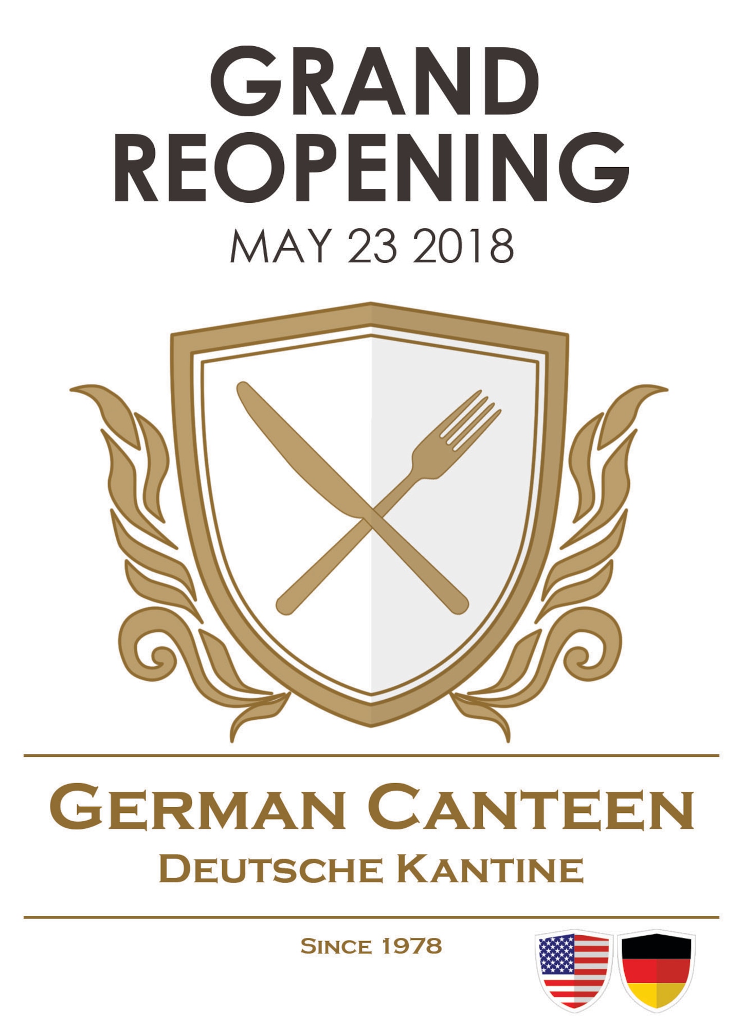 After several months of renovations, the German Canteen on Ramstein Air Base, Germany, will reopen to the public May 23, 2018 at 6 a.m.