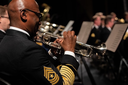 SGM Hughes plays trumpet