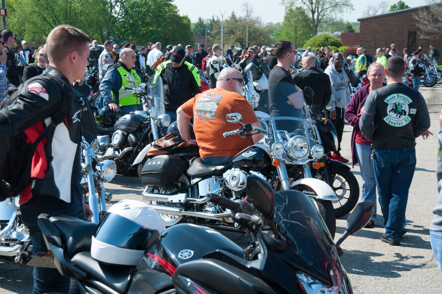 Wright-Patterson Air Force Base welcomed more than 300 military and civilian motorcycle enthusiasts here for Motorcycle Safety Day May 11, 2018.