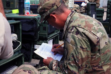 Soldier with notepad