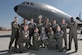 Twelve members of the 6th Air Refueling Squadron pose for a photo with the Senior Master Sgt. Albert Evans Trophy at Travis Air Force Base, Calif., May 11, 2018. The 6th ARS In-Flight Refueling Section was presented the award during the 39th Annual Boom Operator’s Symposium, which was held at Altus AFB, Okla., from April 27 – 29. The award is given annually to the most outstanding air refueling section in the Air Force. The 6th ARS has been awarded the honor six times, more than any other Air Force unit. (U.S. Air Force photo by Tech. Sgt. James Hodgman)