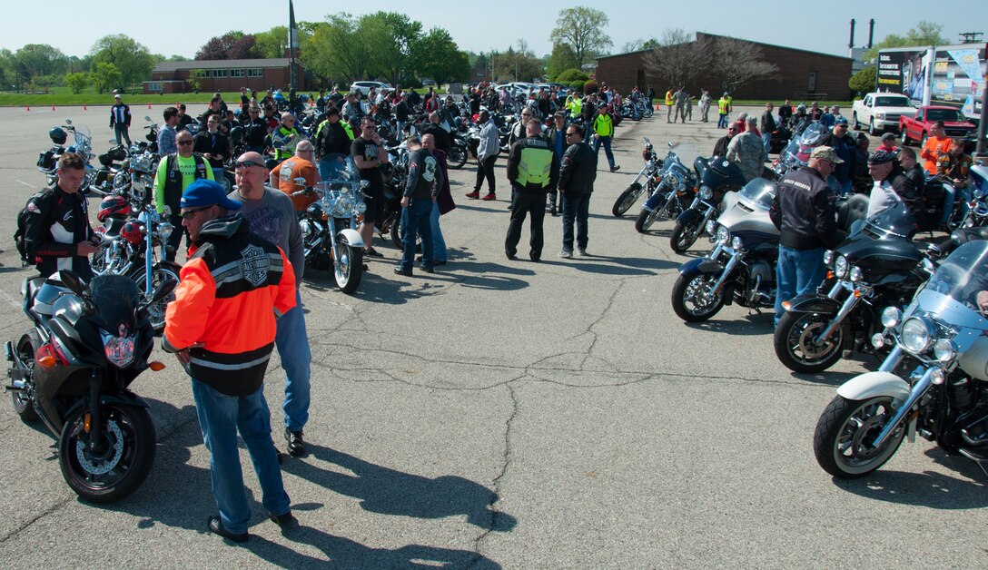 Wright-Patterson Air Force Base welcomed more than 300 military and civilian motorcycle enthusiasts here for Motorcycle Safety Day May 11, 2018.
