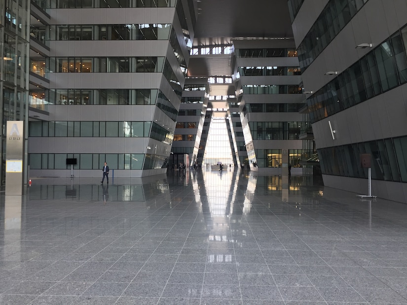 The new NATO headquarters building has an Agora -- a meeting place -- that ties the building together.