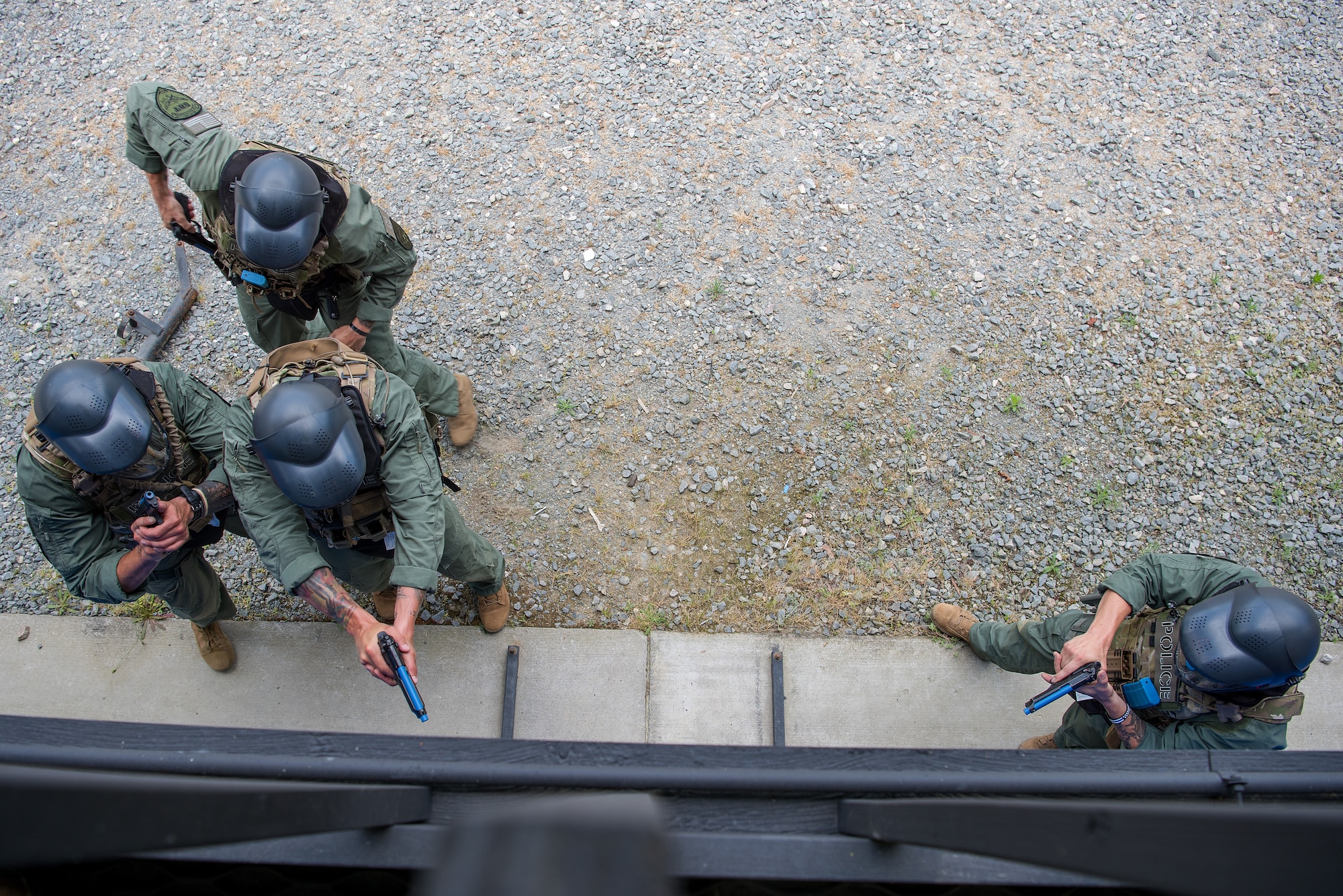 Soldiers from the Fort Bragg Special Reaction Team prepare to enter a house during a shoot house competition during Police Week, May 15, 2018, at Seymour Johnson Air Force Base, North Carolina.