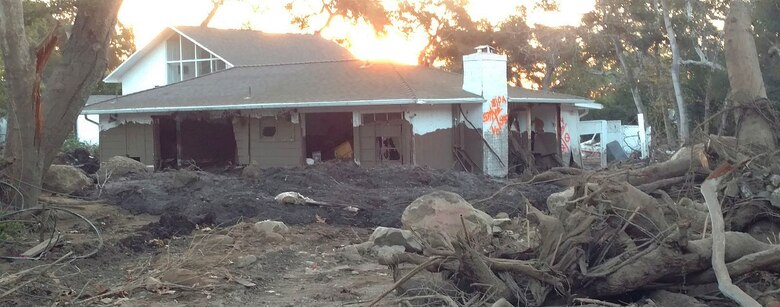 A house is covered inside and out with mud following a Jan. 9 mudslide in Montecito, California.