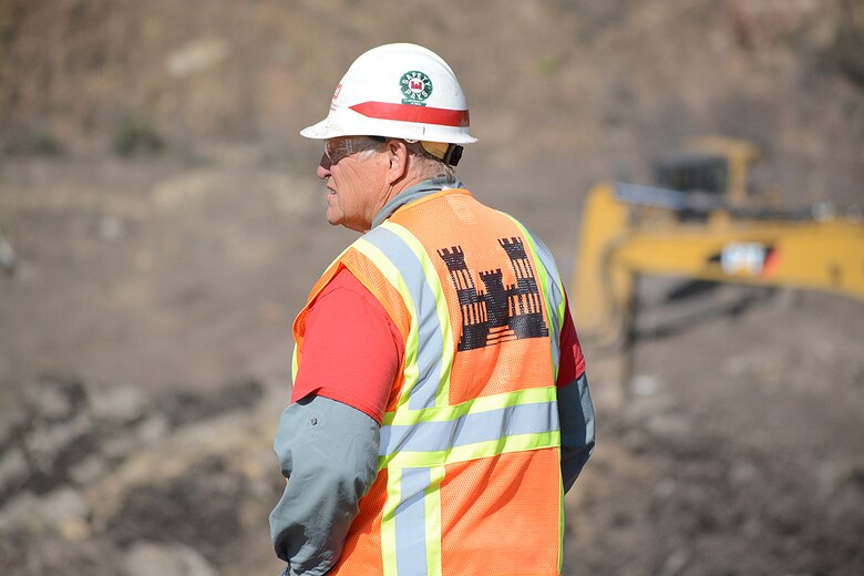 A U.S. Army Corps of Engineers Los Angeles District employee looks out over the work at the Santa Monica Basin Feb. 27 in Santa Barbara County, California.