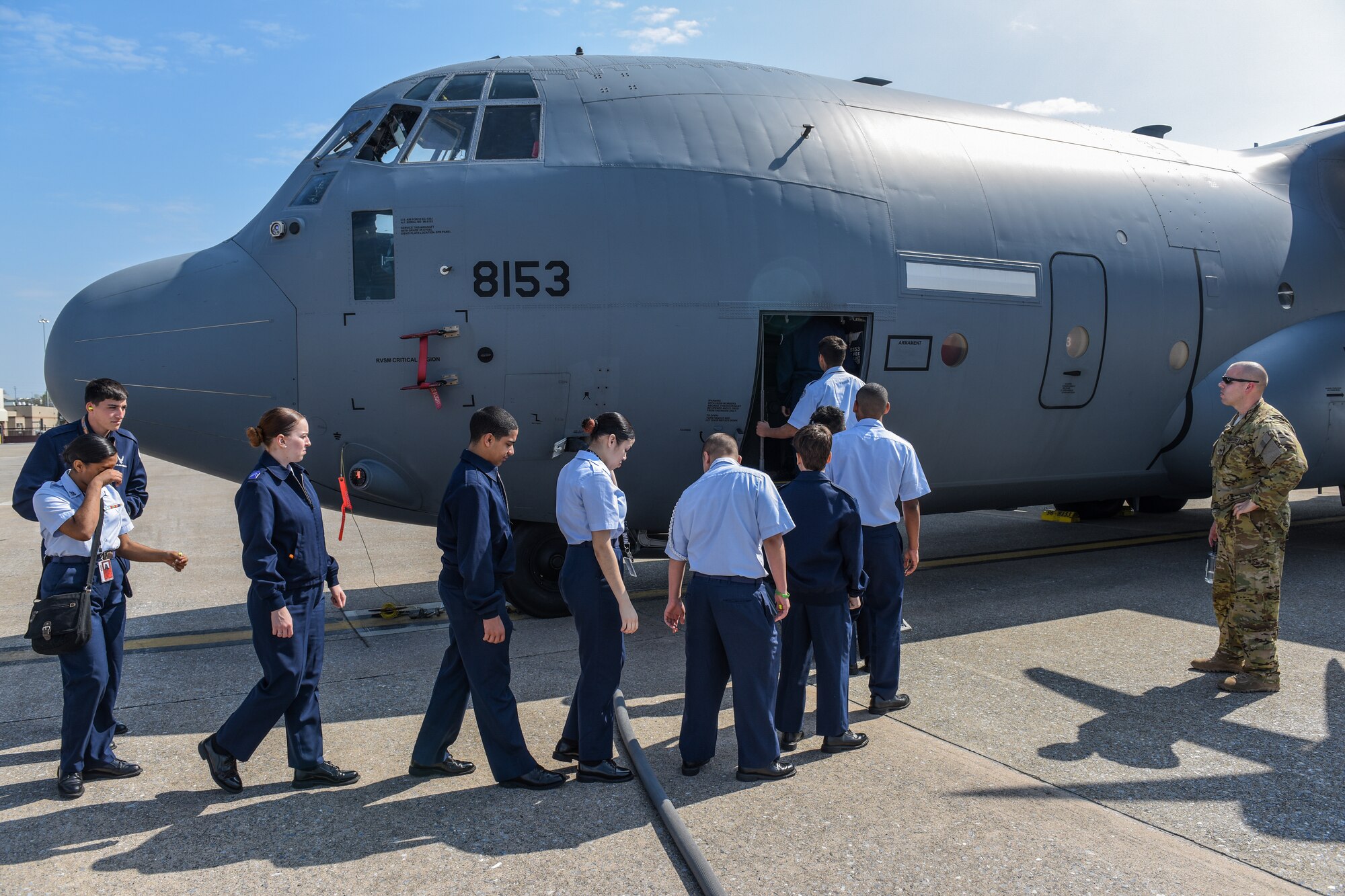 J.P. McCaskey Air Force Junior ROTC cadets tour the 193rd Special Operations Wing.