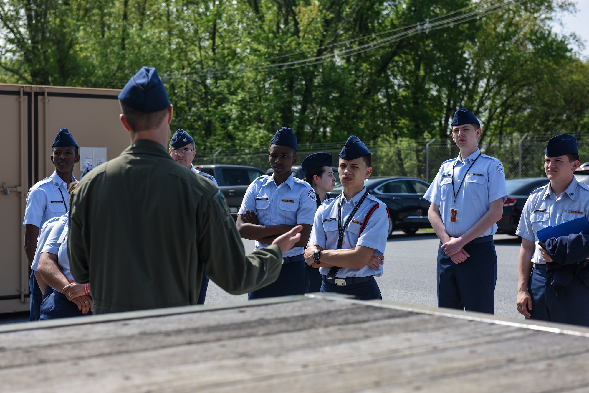 J.P. McCaskey Air Force Junior ROTC cadets visit the 193rd Special Operations Wing.