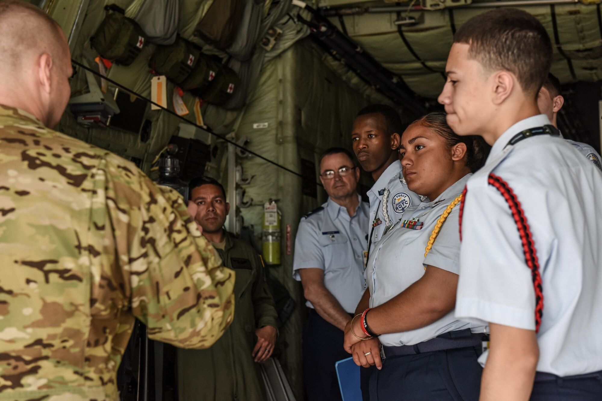 J.P. McCaskey Air Force Junior ROTC cadets visit the 193rd Special Operations Wing.
