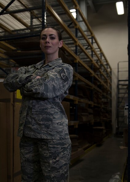 Staff Sgt. Kristin Feldner, 919th Special Operations Logistics Readiness Squadron, poses for a photo at her Hurlburt Field, Florida work center recently.