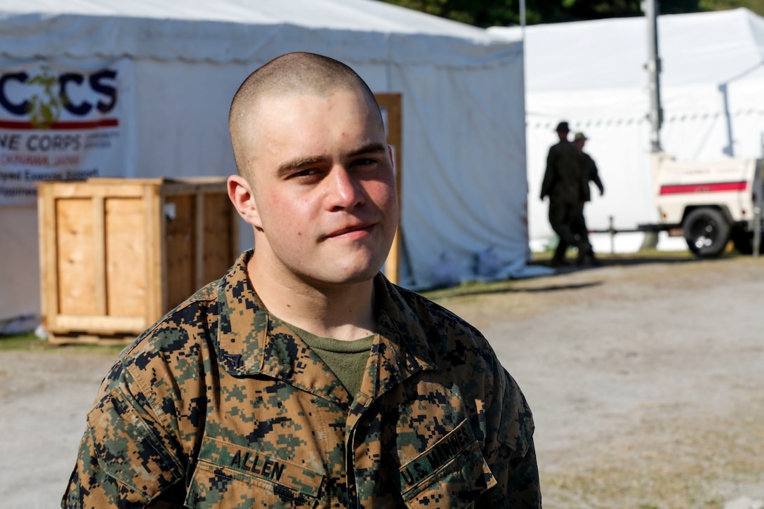 U.S. Marine Lance Cpl. Andre Allen makes sure that camp operations during Exercise Balikatan run smoothly at Colonel Ernesto Ravina Air Base, Tarlac, Philippines, May 11, 2018. Exercise Balikatan, in its 34th iteration, is an annual U.S.-Philippine military training exercise focused on a variety of missions, including humanitarian assistance and disaster relief, counterterrorism and other combined military operations held from May 7 to May 18. Allen, a native of Boston, Massachusetts, is a data systems specialist assigned to Headquarters Battalion, 3rd Marine Division. (U.S. Marine Corps photo by Cpl. Charles Plouffe)
