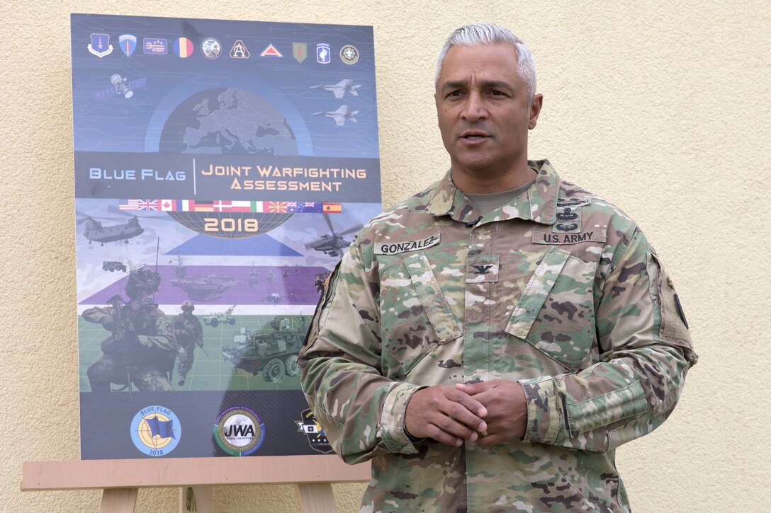 Army Col. Raul E. Gonzalez, the integration and assessments division chief stationed at Fort Bliss, Texas,  teaches “Hard Leadership.”