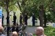 Staff Sgt. Callie McGee, 60th Security Forces Squadron Standardization and Evaluation evaluator, stands at parade rest during the 29th Annual Peace Officer’s Memorial Ceremony in Fairfield, Calif., May 16, 2018. Nearly a dozen security forces members participated in the ceremony to honor fallen peace officers. (U.S. Air Force photo by Tech. Sgt. James Hodgman)