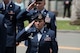 Staff Sgt. Miranda Kalander, 60th Security Forces Squadron military working dog handler, holds a salute during the 29th Annual Peace Officer’s Memorial Ceremony in Fairfield, Calif., May 16, 2018. Nearly a dozen security forces members participated in the ceremony to honor fallen peace officers. (U.S. Air Force photo by Tech. Sgt. James Hodgman)