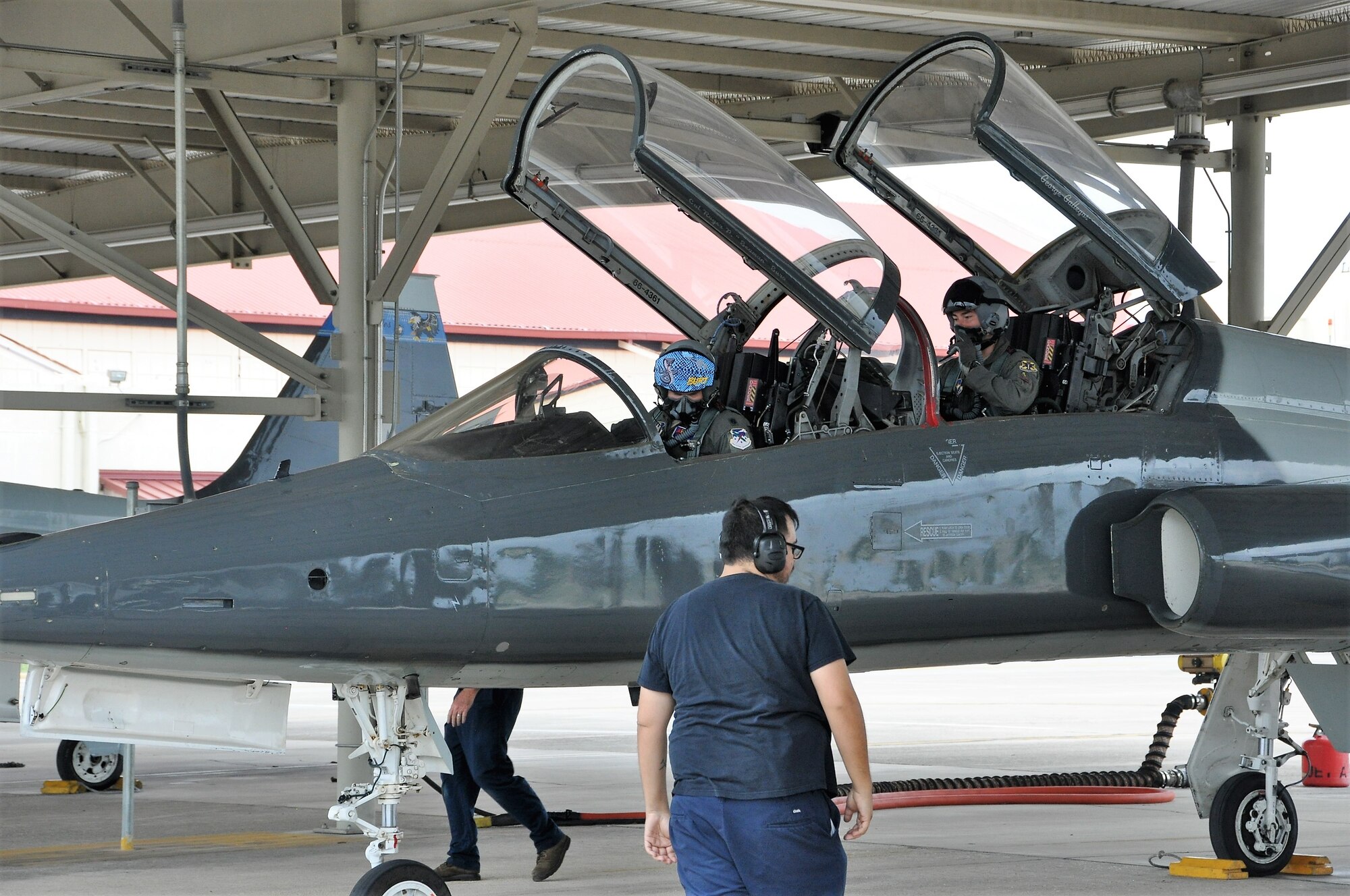 39th FTS pilots prepare to deplane after another successful Cobra in the Sky exercise. (U.S. Air Force photo by Janis El Shabazz)