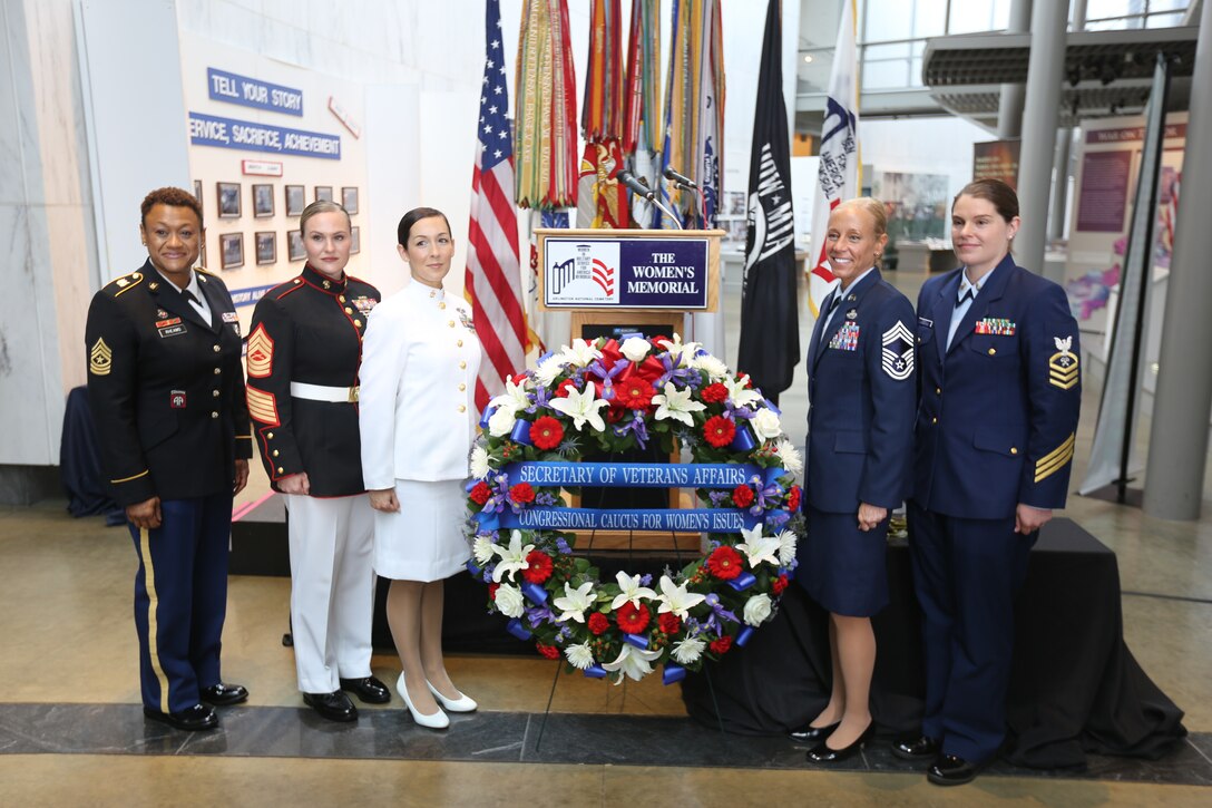 Master Sgt. Meghann Viggiani (second from left) is the logistics chief at Marine Barracks Washington and was the Marine Corps’ representative at the event.