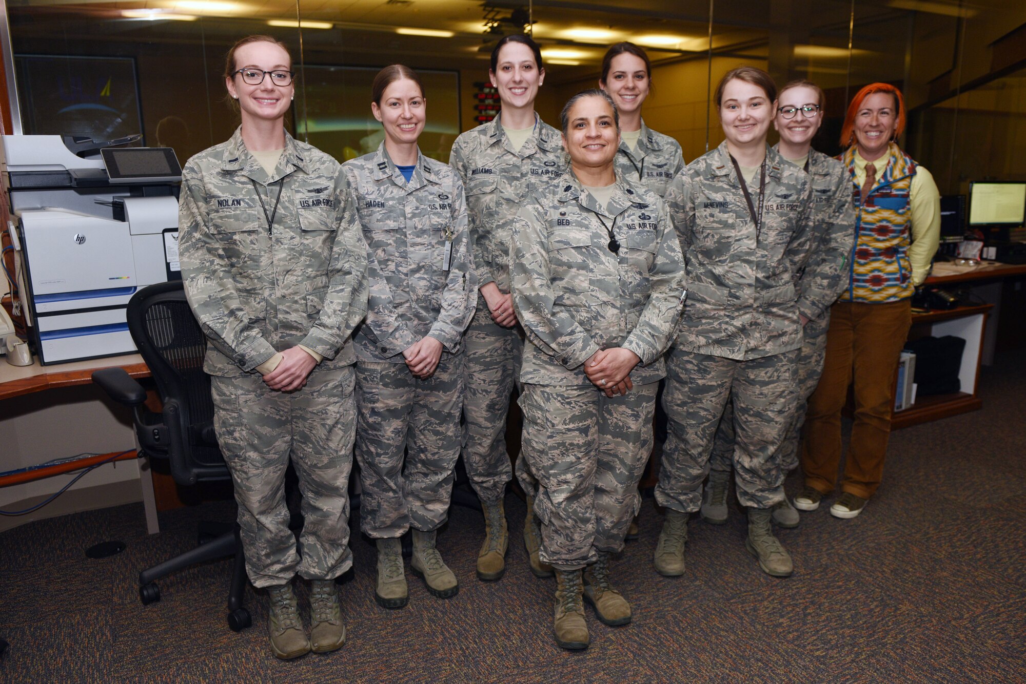 The women of the InSight launch team pose for a group photo after the successful launch of the InSight mission on May 5, 2018, Vandenberg Air Force Base, Calif. From prelaunch planning to the launch window of the InSight mission, a majority of the key players and leadership roles were filled by the women of Vandenberg. (U.S. Air Force photo by Tech. Sgt. Jim Araos/Released)