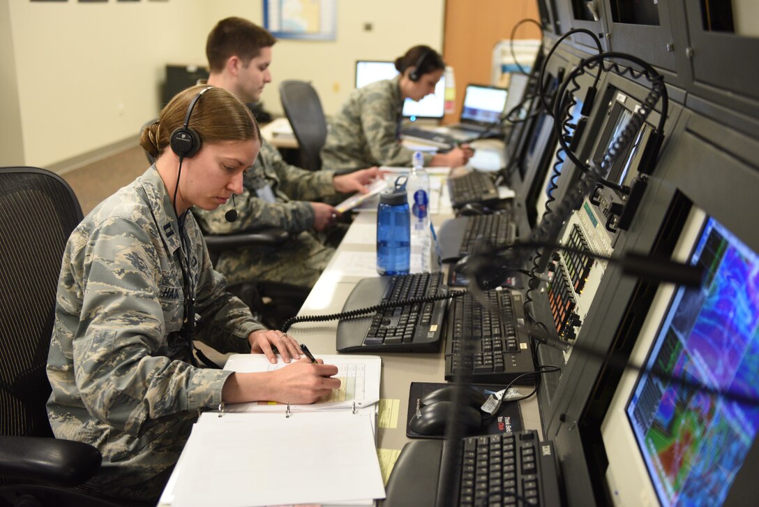 The 30th Operations Support Squadron weather flight supports the InSight mission to Mars on May 5, 2018, Vandenberg Air Force Base, Calif. From prelaunch planning to the launch window of the InSight mission, a majority of the key players and leadership roles were filled by the women of Vandenberg. (U.S. Air Force photo by Tech. Sgt. Jim Araos/Released)