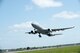 A Royal Air Force Voyager takes off from RAF Mildenhall, May 17, 2018. The aircraft participated in a flight formation for the 5th annual European Tanker Symposium. (U.S. Air Force photo by Senior Airman Christine Groening)