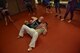 Billy Matheny, the senior combative instructor assigned to the 509th Security Forces Squadron, demonstrates the proper way to position the body for an armbar May 1, 2018.