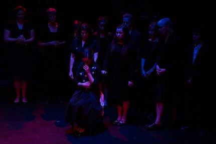 The Veteran's Spouse Project hosts the theater production 'I Will Wait' to highlight past and present military spouses at the University of Alaska Anchorage, Anchorage, Alaska, May 11, 2018. The play featured spouses, military personnel, actors and a live band. The VSP is a non-profit organization working to give a voice to the experiences of military spouses.