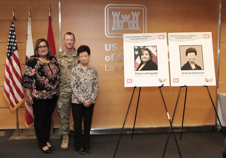 The U.S. Army Corps of Engineers Los Angeles District inducted two retired employees into its Gallery of Distinguished Civilian Employees in a ceremony May 15 at the District headquarters in Los Angeles. Former Executive Assistant Patsy Delgado and former Executive Secretary Jeanne Imamura were this year’s inductees. The induction was in conjunction with the District's annual Retiree Recognition Day. More than three dozen retirees participated in the day's activities, which included a breakfast social, commander's update and catered lunch.