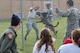 Military Working Dog Ooleg bites Staff Sgt. Zachary Kunkler, 14th Security Forces Squadron MWD handler, during a demonstration May 15, 2018, at Columbus Air Force Base, Mississippi. The demonstration was a part of the National Police Week 2018, which is a week set aside to recognize security forces and local law enforcement. (U.S. Air Force photo by Airman 1st Class Beaux Hebert)