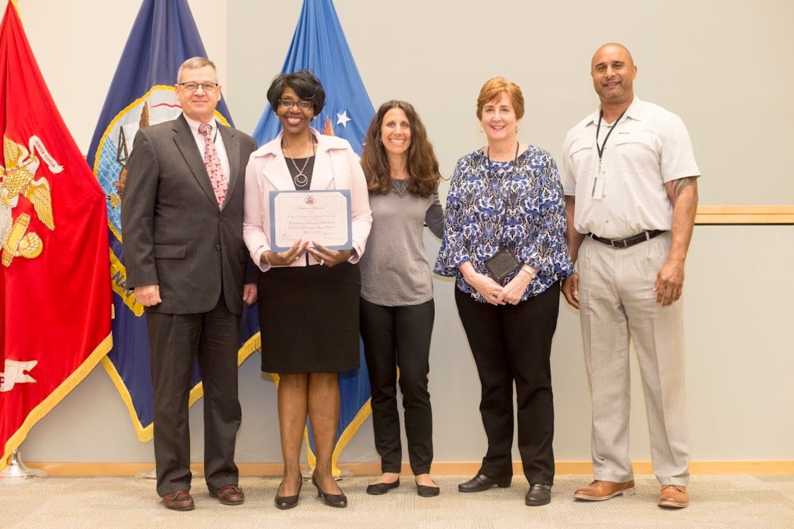 DLA Troop Support winners and nominees from the 2017 Federal Executive Board Executive Board Excellence in Government Awards pose with Troop Support Deputy Commander Richard Ellis (far left) in Philadelphia on May 17.