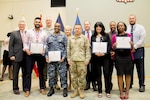 DLA Troop Support winners and nominees from the 2017 Federal Executive Board Executive Board Excellence in Government Awards pose with Troop Support Deputy Commander Richard Ellis (far left) in Philadelphia on May 17.