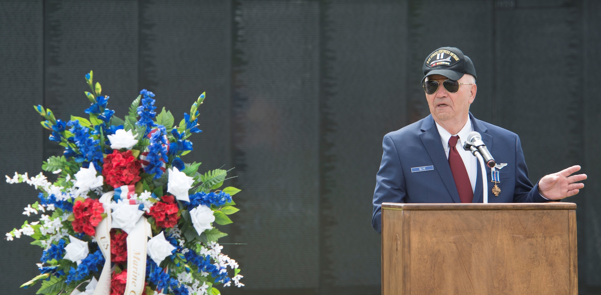 Retired Air Force Capt. Johnny Blye speaks at The Wall That Heals in Camden, S.C., May 5, 2018.