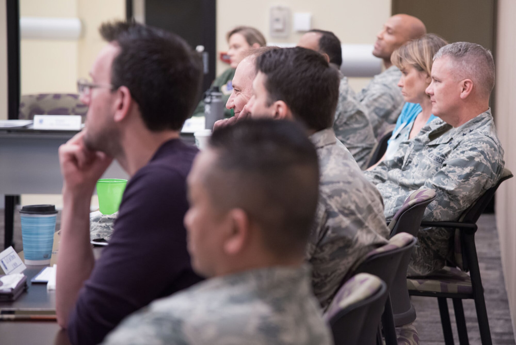 Air Force District of Washington Commander Maj. Gen. James A. Jacobson addresses 16 of the Air Force's emerging leaders at the 2018 Squadron Commanders Course.